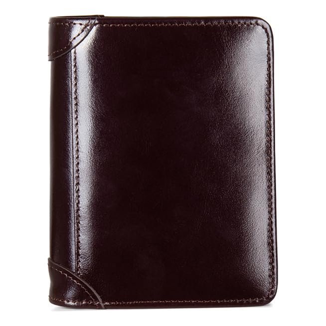 Carteira Masculina de Couro PU Dobrável Compacta (Marrom-cafe)
