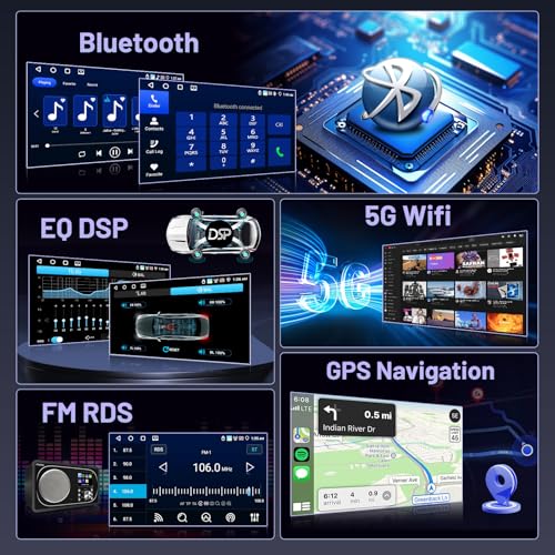 Hikity 4+64G Car Radio Stereo for Toyota Prius 2003-2009 Radio with 9 Inch Touch Screen, Carplay/Android Auto GPS Navigation/Mirror Link/DSP/Bluetooth+AHD Backup Camera by Hikity - Image 5