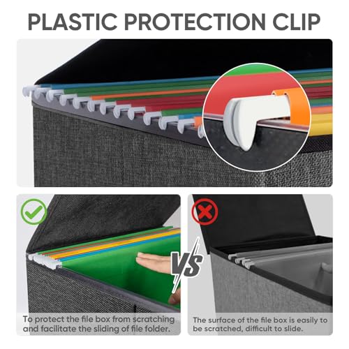 BALEINE-File-Organizer-Box-with-Lid-Collapsible-File-Folder-Organizer-with-Plastic-Slide-Hanging-File-Folder-Box-for-Office-Document-Storage-1-Pack-Black