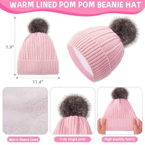 Image of Kids Winter Beanie Hat Gloves Scarf Set 1-10 Years Old Girls Boys Mittens Knit Neck Warmer Warm Fleece lining