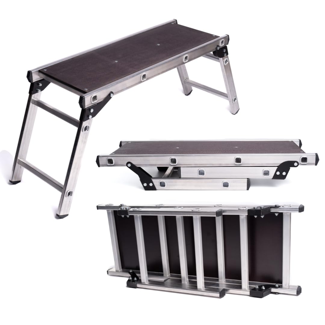 Plataforma de trabajo de aluminio, hasta 150 kg, banco de trabajo plegable, de aluminio