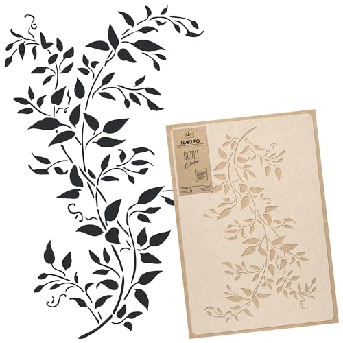 NAKLEO Pochoir pour Peinture Murale Grand Format 43x64cm, Modèle en Plastique et Réutilisable, Clématite Plante Floral Grimpeur, DIY Bricolage Artisanat Décoration a...