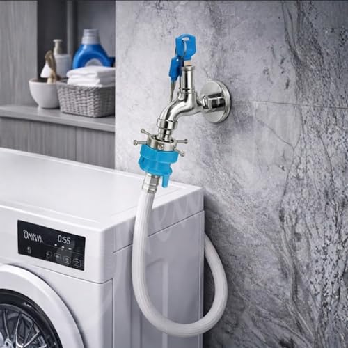 Image of New Ware Lockable Water Tap with Key Brass Pillar Cock with Hose Nozzle Anti Theft Garden Outdoor Faucet for Washing Machine Bathroom Kitchen Tap Connector Heavy Duty Rust Proof Durable Design