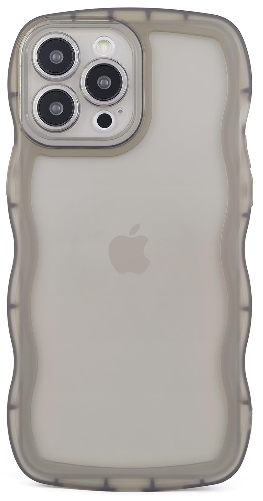 compatible with iphone 14 pro case 6.1" 2022, cute kawaii curly wave frame shape soft silicone shockproof protective phone cover for women girls, clear/black