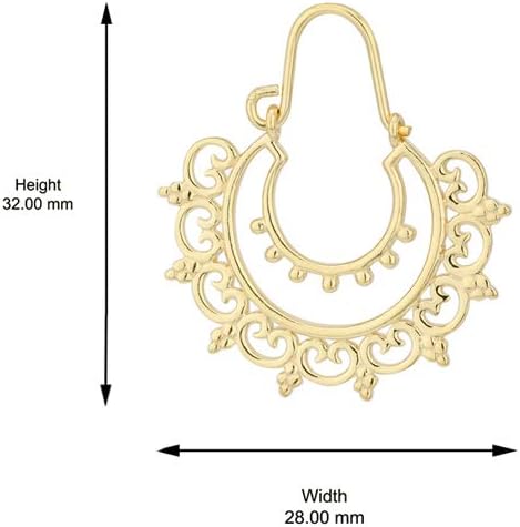 Vanbelle 18K Gold Plated Jewelry - Bohemian Style Filigree Earring - Beautifully Designed Handcrafted Lightweight Elegant Classic Designer Jewelry for Women - Image 3