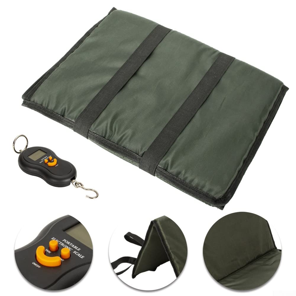 Tapis de réception de pêche à la carpe imperméable, tapis de décrochage de pêche pliable, tapis de réception de carpe + balance numérique, matériel de pêche