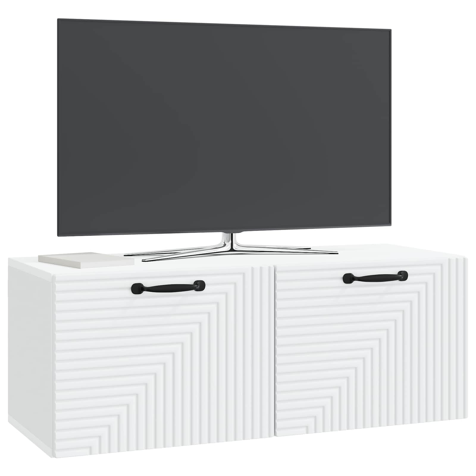 Mobile TV a parete, in legno, 78,5 x 31 x 30 cm, colore: bianco