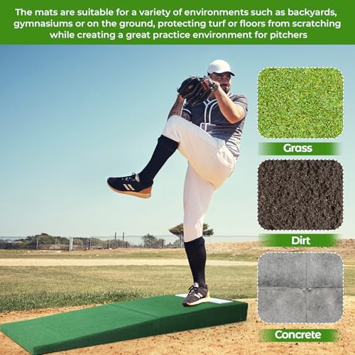 Leitee 6\" Portable Pitching Mound for Baseball Softball Pitchers Foldable Mound Youth Training Pitchers Mound for Indoor Outdoor Pitching Practice and Training 6\" H x 6\'8\"L x 2\'6\"W - Thumbnail 4