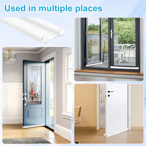 3 STK Tür Zugluftstopper für Türen 96cm, Tür Luftzugstopper für Türen, Doppellagige Türdichtung Zugluftstopper Türbodendichtung, Door Draft Türluftstopper Windstopper Unten Haustür Fenster(Weiß)