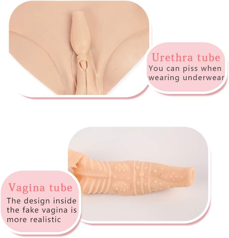 Liifun Fake Vagina Briefs Men Silicone False Pussy Underwear, Hiding Gaff Panties for Crossdresser Transgender