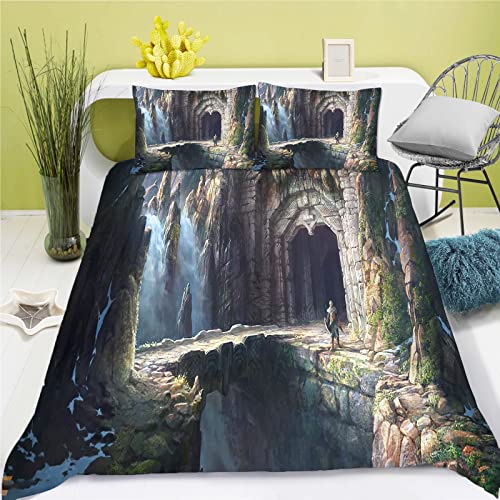 Fgolphd Parure de lit avec housse de couette et taie d'oreiller en microfibre (7,220 x 260) Motif Le Seigneur des Anneaux The Hobbit thumbnail