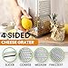 Spring Chef Professional Large Parmesan Cheese Grater, Stainless Steel Metal Box Grater with Handle, 4 Sided Handheld Kitchen Food Shredder for Cheese, Carrot, Veggie, Ginger, Potato - Dishwasher Safe