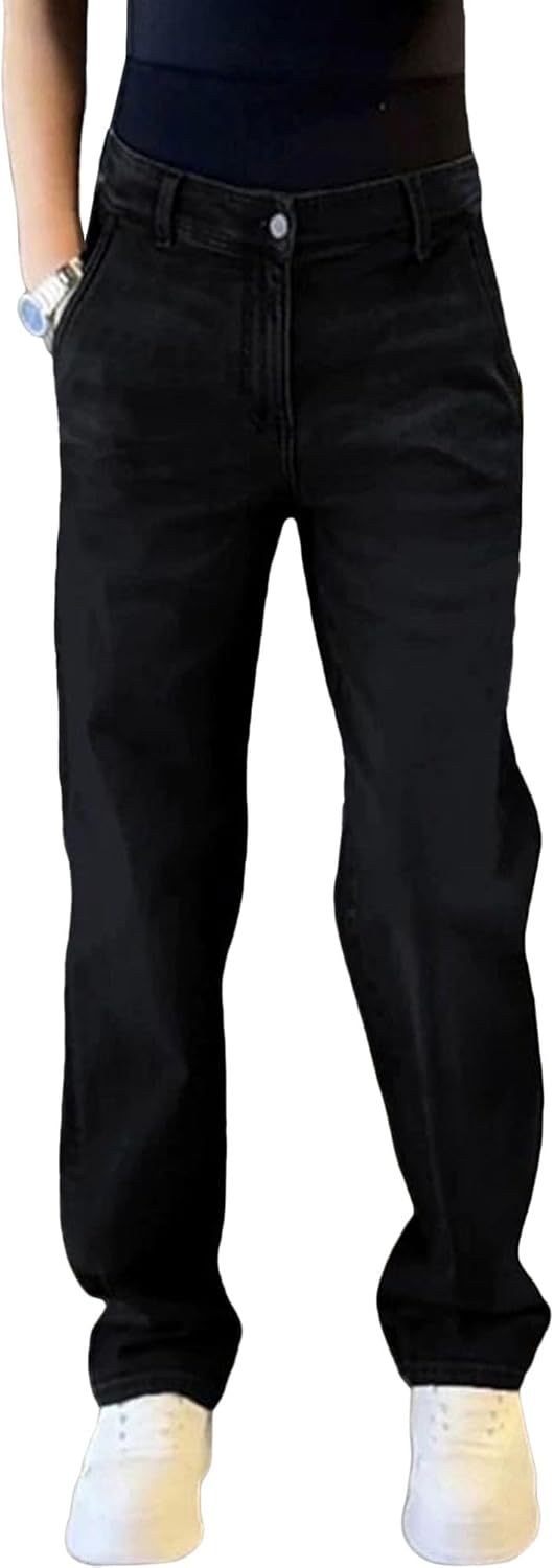 Men Casual Stretch Straight Denim Pants Young Fashion High Street Jean Trousers Y2K Classic Micro Elastic Button Jeans