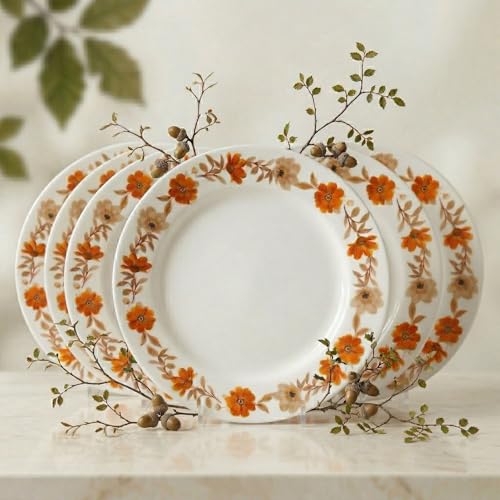 Image of Melamine Quarter Plates | Round Half Plate Serving Set| Break Resistant | Plates for Snacks, Lunch, Dinner | Plates for Home, Office, Restaurant | Set of 6 | 7 Inch's (Marie Gold)