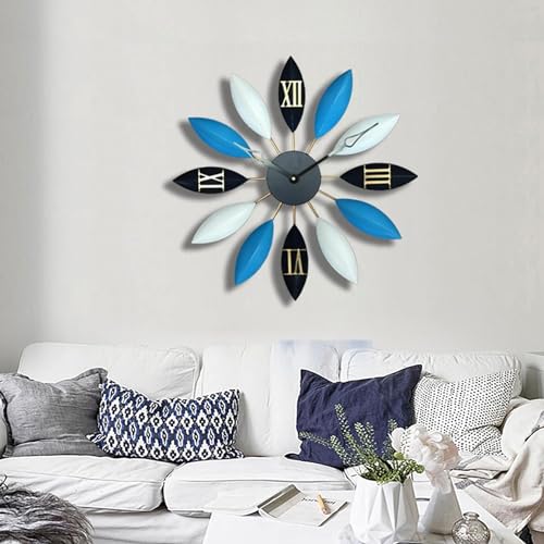 Reloj de pared, forma de hoja de metal, decorativo, grande, industrial, europeo, hojas de hierro, hogar, sala de estar, cafetería, bar, decoración de hojas