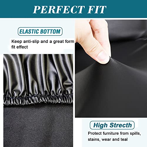 Hfcnmy Bar Stool Chair Covers, 4 Pack Stretch Waterproof Pu Bar Stool Covers With Backs Washable Bar Chair Covers Swivel Barstool Covers Slipcovers With Back For Low Short Back Chair Black #TOP3