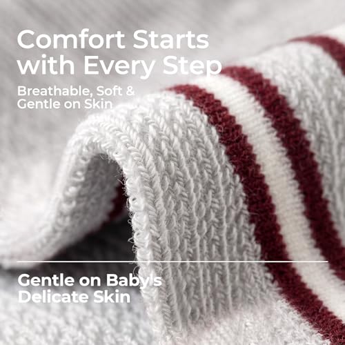 Image of Toddler Non Slip Cotton Crew Socks with Grips for Baby Boys Girls