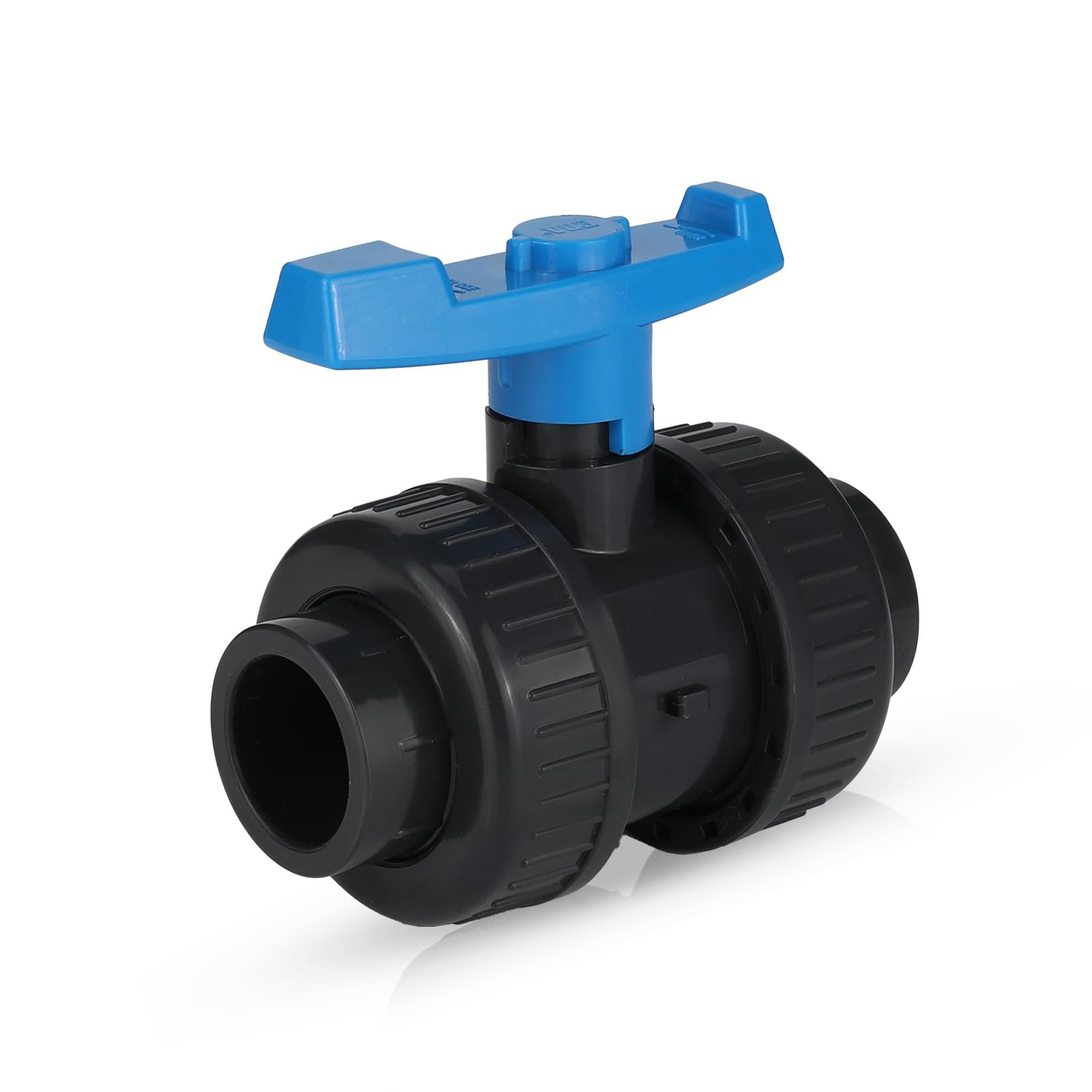 (Pack of 1) EFIELD 2-1/2"Socket x 2-1/2"Socket SCH 80 PVC True Union Full Port Ball Valve,Gray With Blue Handle,(PVC067)