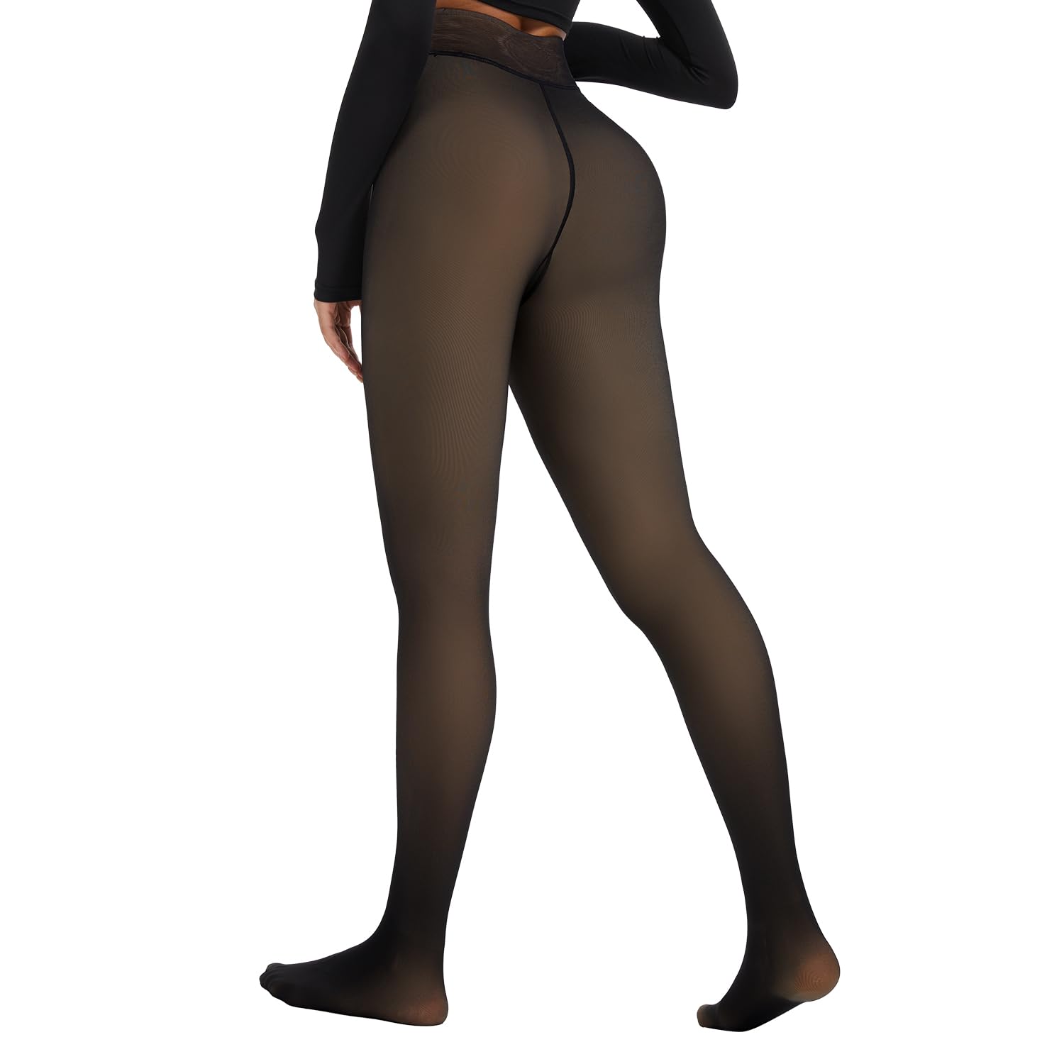 Spring Water Fleece Lined Tights Leggings Women Black Tights Thermal Warm One Lined Design Sheer Skintone for Winter