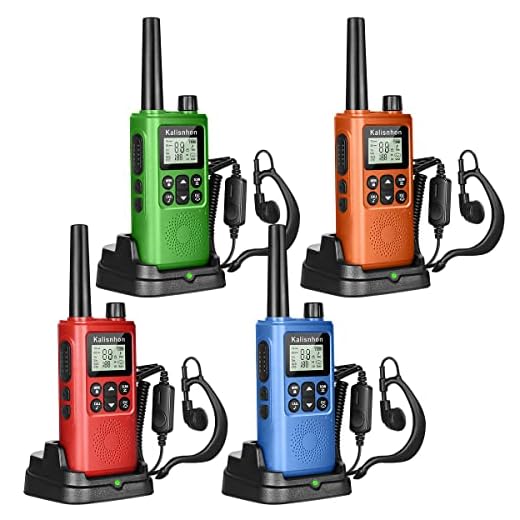 Kalisnhon walkie talkies for Adults Long Range with Headphones,Portable Two Way radios LCD VOX NOAA Rechargeable radios walkie Talkies with Flashlight Charging Dock and Li-ion Battery (4 Pack)