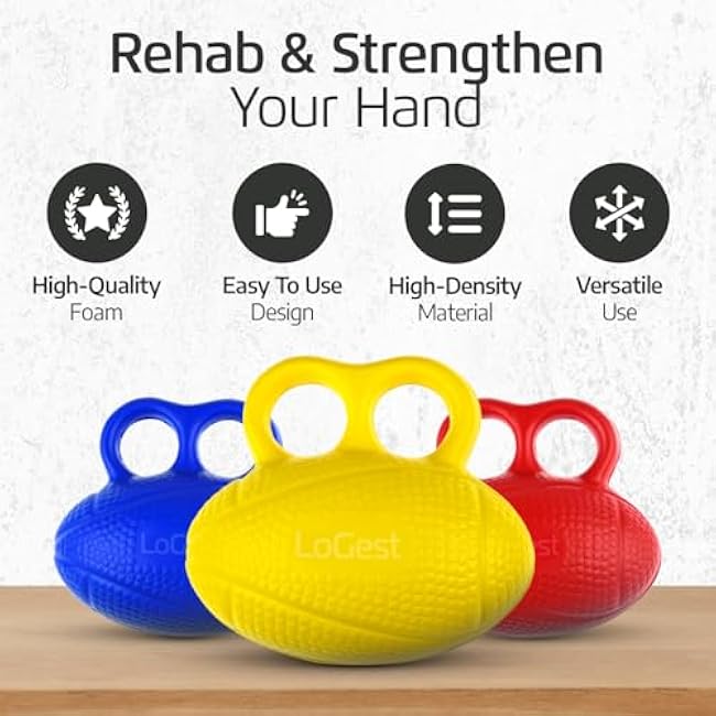 LoGest 3 Pack Hand Strengthener Devices Ball Exercisers - 3 Level Set for Therapy, Arthritis and Carpal Tunnel - Lightweigt Training Equipment Targets Fingers and Wrist Hand Exercisers for Strength 6J094G