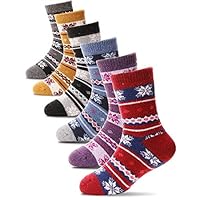 ProEtrade Merino Wool Socks for Kids Toddlers Boys Girls Thick Thermal Warm Winter Hiking Heavy Cozy Crew Socks 6 Pack