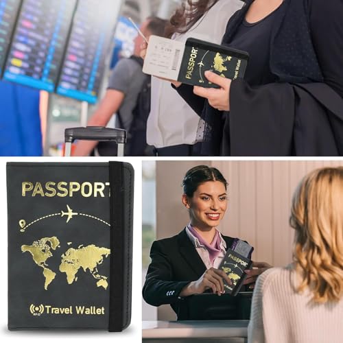 Image of Storite 2Pk RFID Blocking PU Leather Passport Holder,14.8x11Cm,Dark Grey | Travel Wallet , Document Organiser, For Men & Women