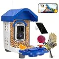 NEEZUKAR Smart Bird Feeder with Camera Solar Powered, AI Species Identification, 2K HD Video, Instant Arrival Alerts, Weatherproof Design for Outdoor, Gift for Father's Day(Blue)