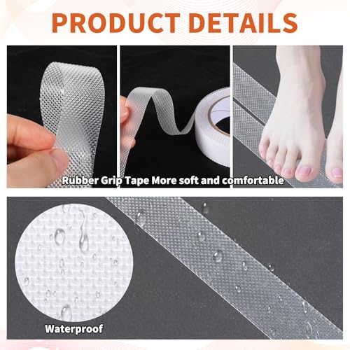 Image of EupHHonycs 2 Rolls Non Slip Tape, Anti Slip Tape for Stairs, 1 Inch 16.4 Ft Clear Grip Tapes, Non Skid Tapes, Grip Strips for Indoor Outdoor, Tubs, Boats, Stairs