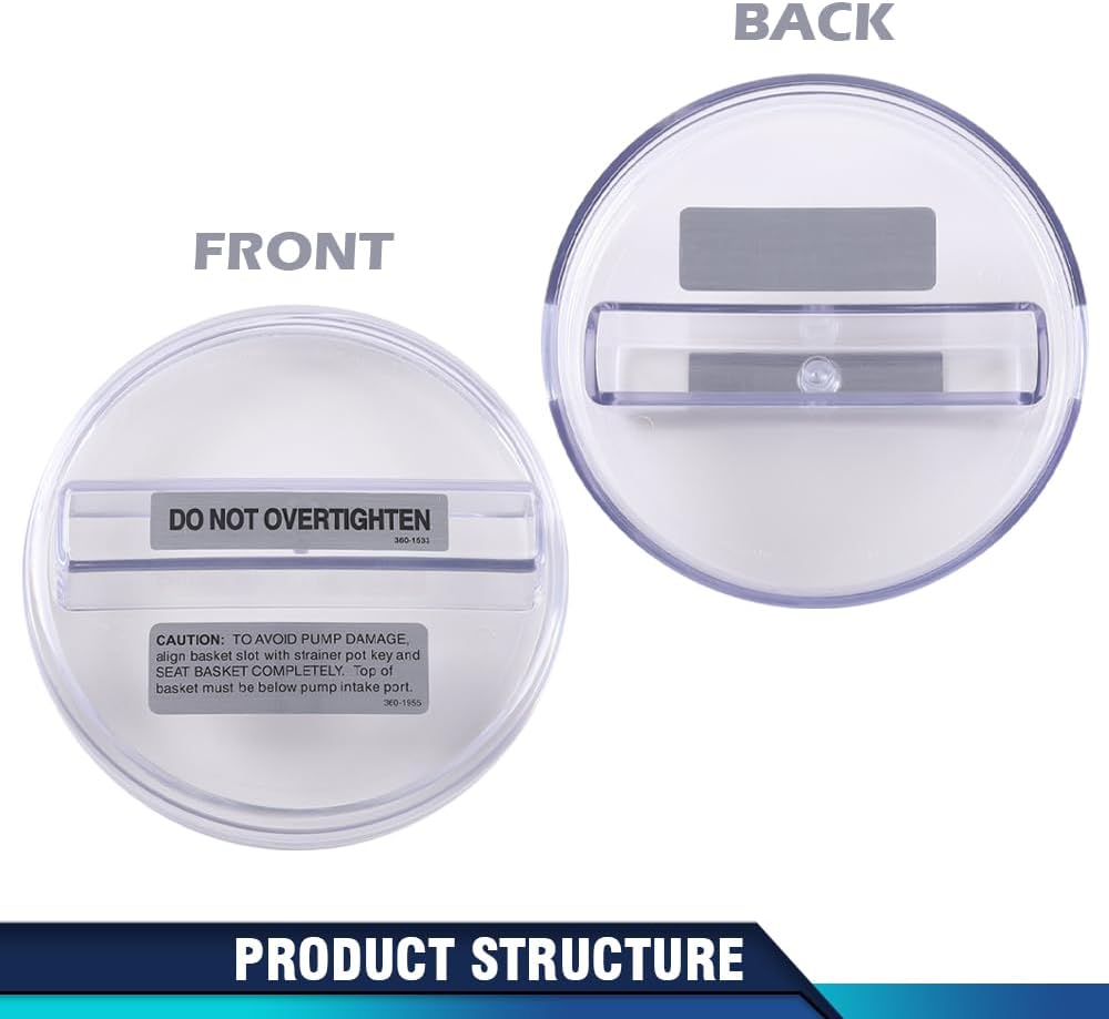 PIT66 Clear Pool Pump Strainer Lid Filter Cover 1121-1429 (Fits 3 different pumps) Fit Lomart Ultra Promega 3, Embassy High Performance Pump and Doughboy Powerline XP