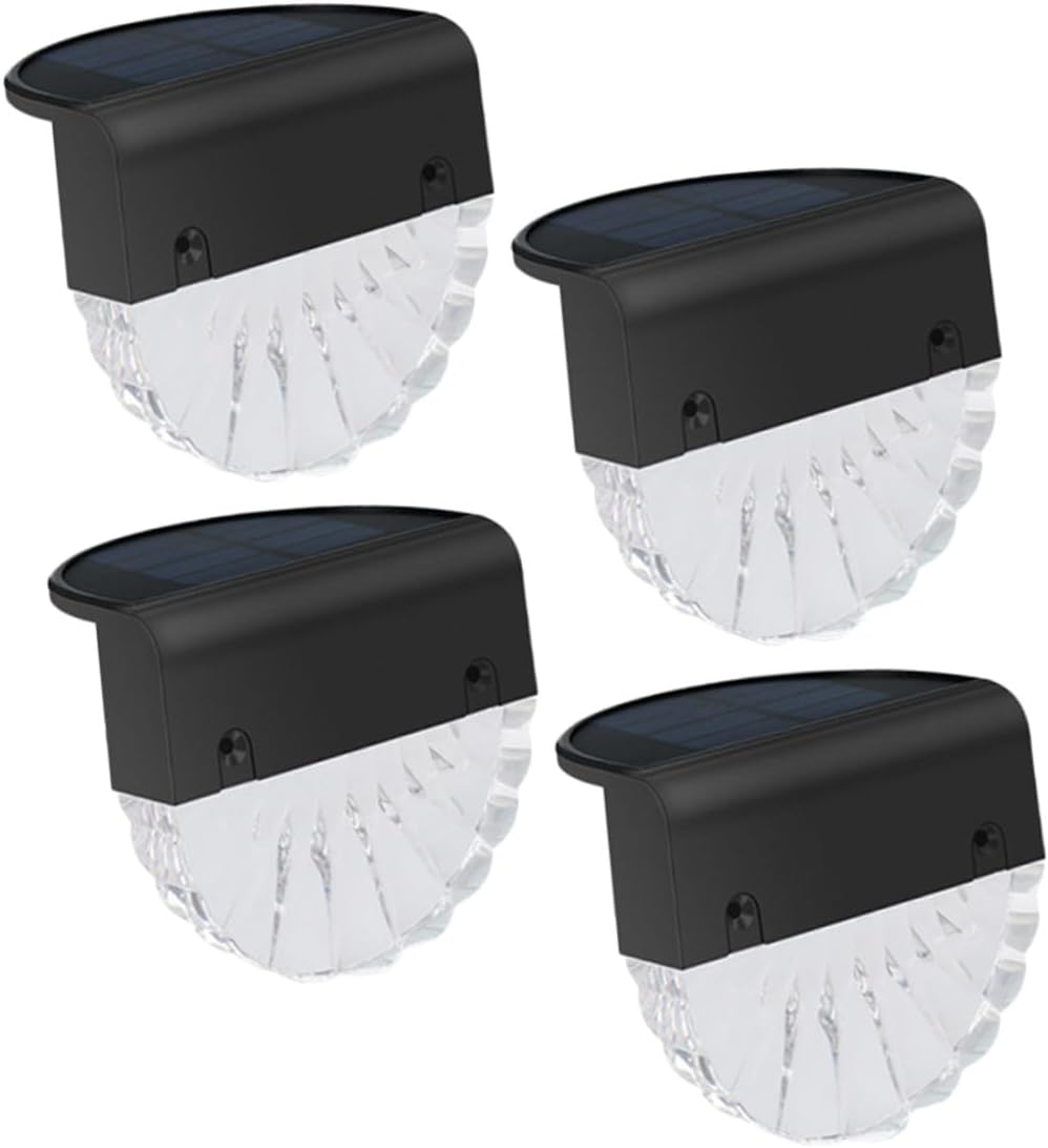4 Pcs Solar Fence Lights Outdoor LED Step Stair Lamps Solar Powered Abs Material Garden Safety Lighting Tool