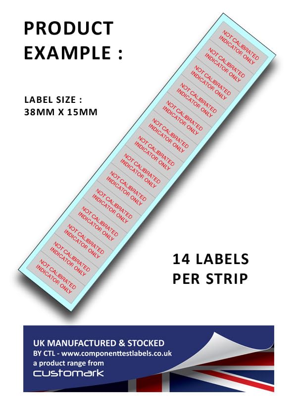 Not Calibrated - Aluminium Foil 38mm x 15mm Labels Stickers - Price per Pack of 140 Labels (P/NO. 7928290AMZ) - Image 3