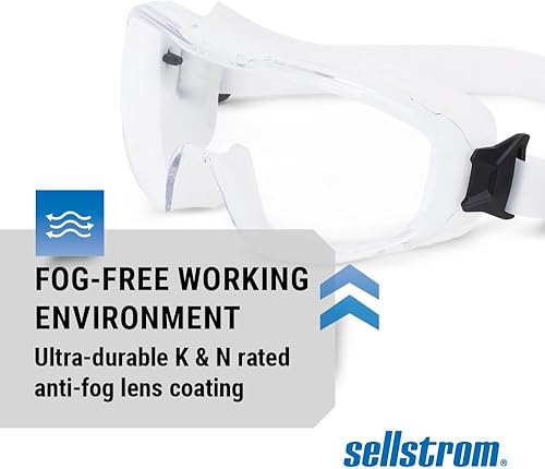 Miniatura 2 de Sellstrom GM511 - Gafas de seguridad antivaho y antiarañazos para hombres y mujeres, correa de silicona, se adapta a la mayoría de los anteojos,