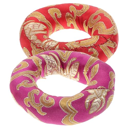 ifundom 2Pcs Singing Bowl Mats Cloth Sound Bowl Cushions for Meditation Beautiful Design for Mindfulness and Yoga Practice Random Colors
