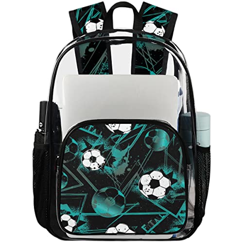 Sac à dos transparent pour le travail et l'université avec motif football