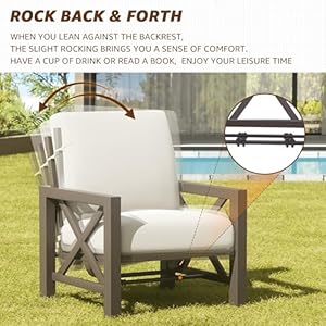 NATURAL EXPRESSIONS Patio Furniture Sets, 4 Pieces Outdoor Furniture Modern Metal Patio Sectional Sofa Conversation Set,2 Motion Rocking Chairs,6.5" Olefin Cushions for Yard,Porch,Poolside NATURAL EXPRESSIONS Patio Furniture Sets 4 Pieces Outdoor Furniture Modern Metal Patio Sectional Sofa Conversation Set2 Motion Rocking Chairs65 Olefin Cushions for YardPorchPoolside