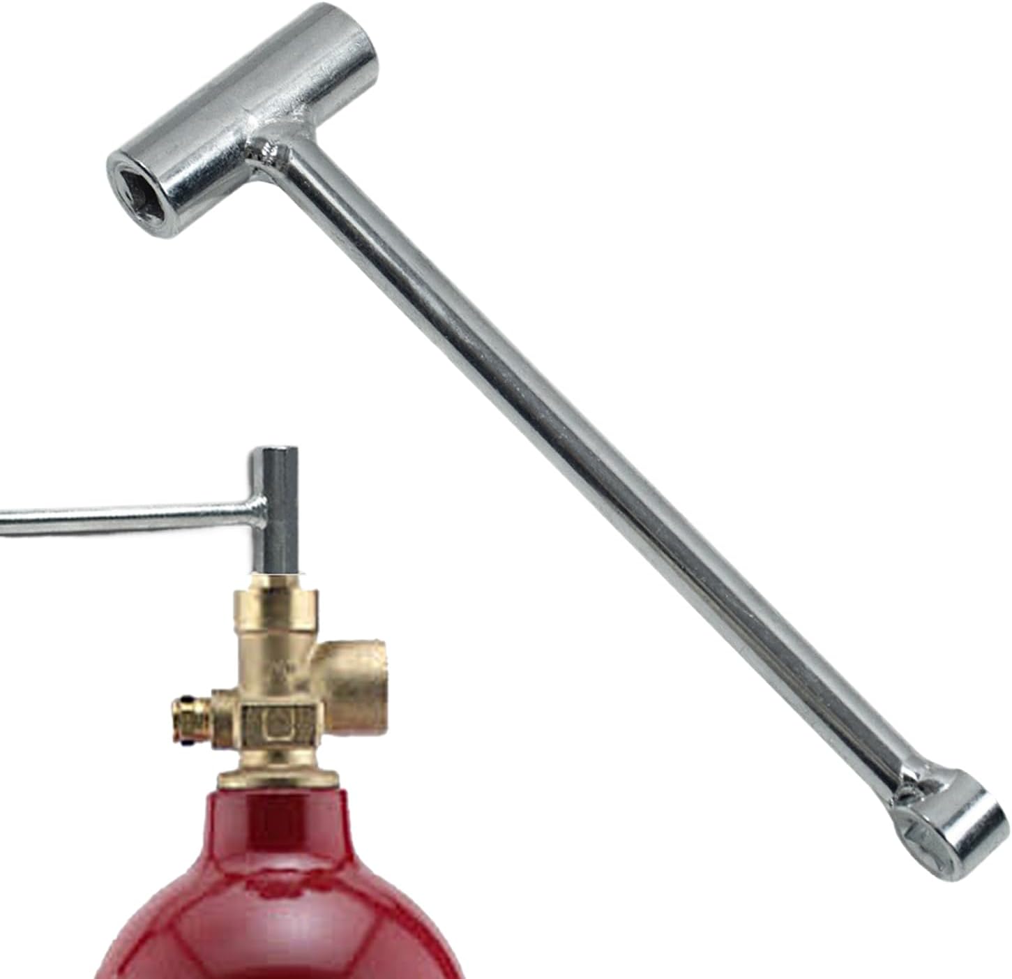 Key for oxygen tanks and cylinders, non-slip ergonomic T-handle tool, T-handle design for tank keys, for commercial, medical, industrial and private use