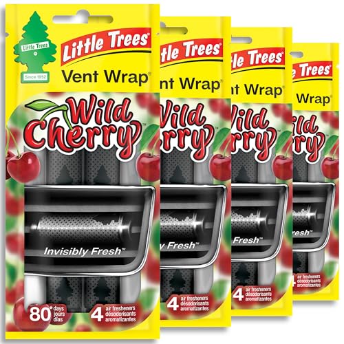 LITTLE TREES Car Air Freshener | Vent Wrap Provides Long Lasting Scent, Invisibly Fresh | 16 Air Fresheners | Wild Cherry