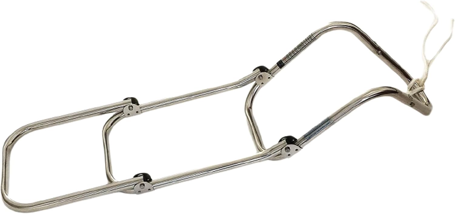 MARINE CITY 3-Step Folding Ladder with Rope, 304 Grade Stainless Steel, 400 lbs Capacity, 31.5" Length, for Boats, Yachts & Marine Use