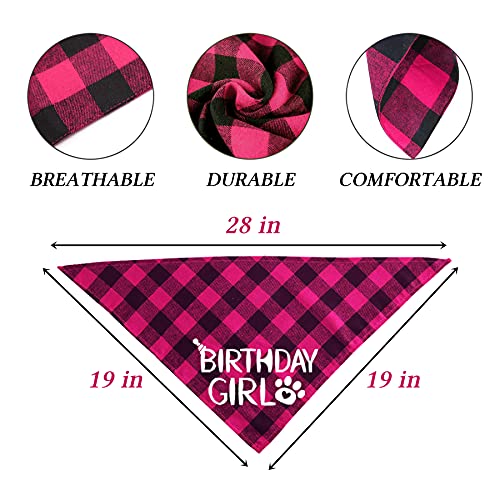 Stmk Dog Birthday Bandana, Dog Birthday Girl Plaid Bandana Triangle Scarf For Medium Large Dog Birthday Supplies #TOP2