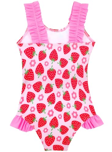 Image of XiaoMoSha Girls One Piece Swimsuit Ruffled Straps Bathing Suits Summer Swim Suit Quick Dry Beach Swimwear for Kids 3-10 Years