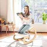 Giantex Ergonomic Kneeling Desk Chair, Rocking Knee Chair with Cushion & Solid Wood Frame, Natural Relief for Neck or Back Pain, Posture Chair for Desk, Home, Office, Max Load 330 Lbs (Beige)