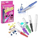 OSDUE Graffiti Pen, Washable Water Colour Spray Pen 6 Vivid Felt Tip Pens 4 Templates, Easy-Grip Colouring Pens Washable Paint Airbrush Painting Set Art Crafts Gift
