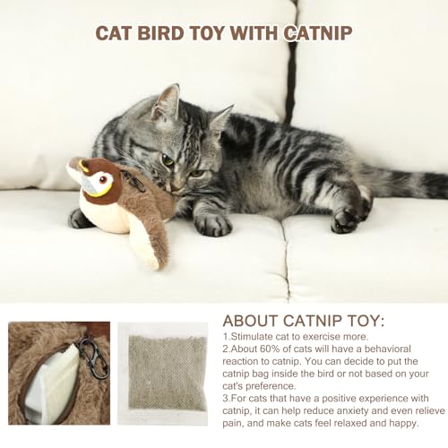 Nepfaivy Cat Toys Flapping Bird - Interactive Catnip Toys for Cats, Realistic Plush Simulation Chirping Bird Cat Toy, Rechargeable & Washable, Perfect Bird Toy for Cats kittens to Bite, Chew and Kick - Image 2