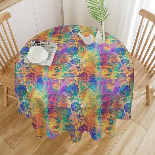 Nappe ronde fleurie lavable imprimé tourbillon décor de table