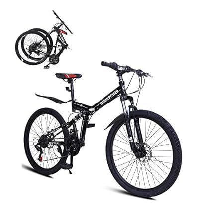 YQCXG Rennrad für Erwachsene Mountainbikes 26 Zoll Klapp-Mountainbike Klappräder für Männer Frauen 21-Gang-Vollfederung Scheibenbremsen Cruiser-Fahrräder Trek MTB
