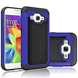 Core Prime Case, Tekcoo(TM) [Tmajor Series] [Blue/Black] Shock Absorbing Hybrid Rubber Plastic Impact Defender Rugged Hard Protective Case Cover Shell for Samsung Galaxy Core Prime/Prevail LTE
