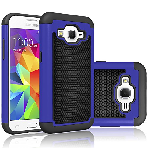 Tekcoo Core Prim Case, (TM) [Tmajor Series] [Blue/Black] Shock Absorbing Hybrid Rubber Plastic Impact Defender Rugged Hard Protective Case Cover Shell for Samsung Galaxy Core Prim/Prevail LTE