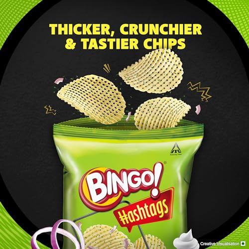 Image of Bingo! Hashtags Cream & Onion Potato Chips, 58 grams /53 grams /56.6G(Weight may vary)