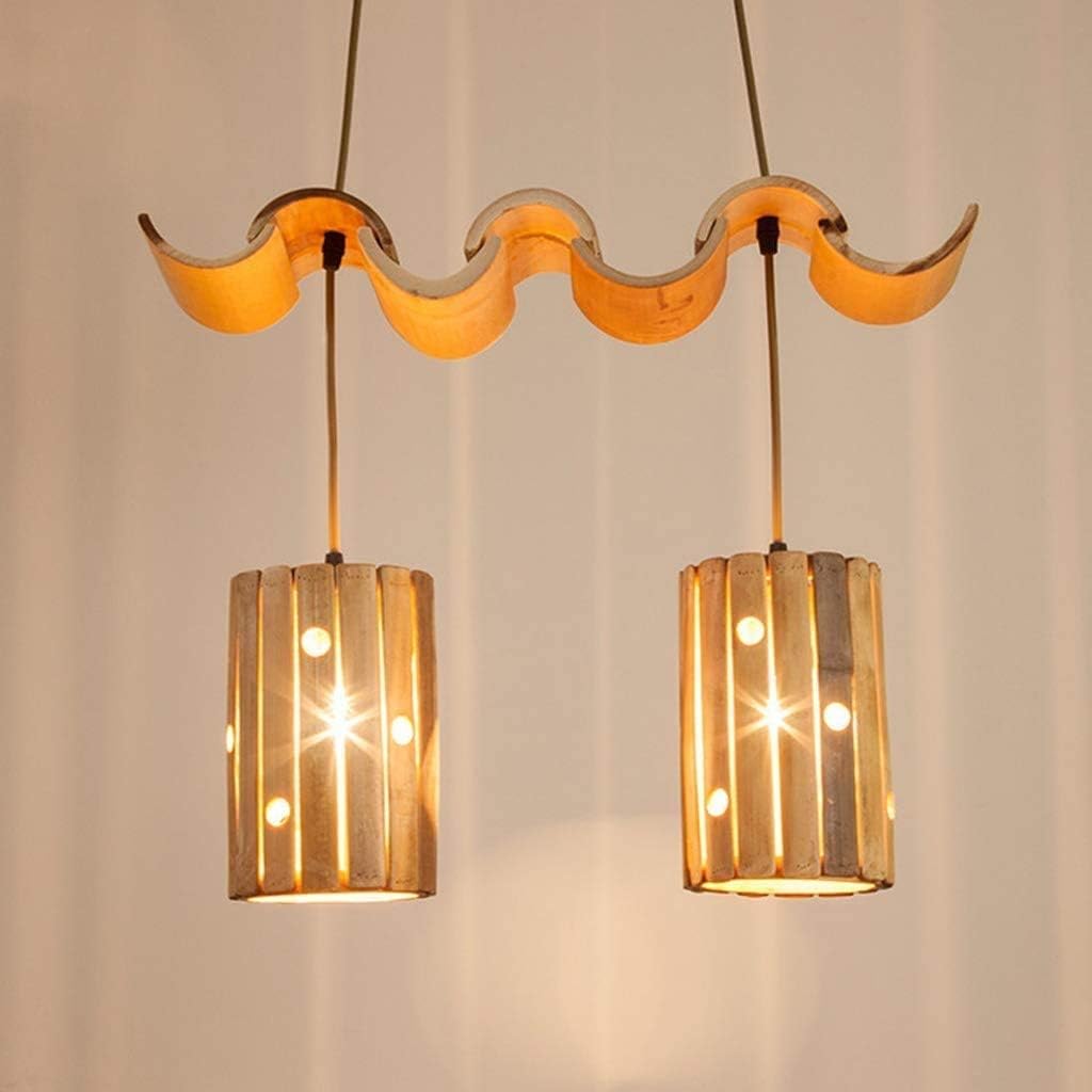 Bracket Light 2-Lights Chandelier Wooden Retro Rustic Pendant Light - Industrial Suspension Light Line Can Be Adjusted Freely - Distressed Wood Chandelier Stainless Steel Bracket Light